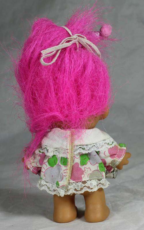 Russ Troll Doll Made In China - Vintage Troll In A Pink Birthday Dress