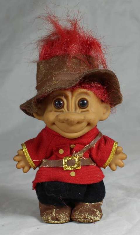 RUSS TROLL DOLL MADE IN CHINA-CANADIAN MOUNTY-BID NOW!
