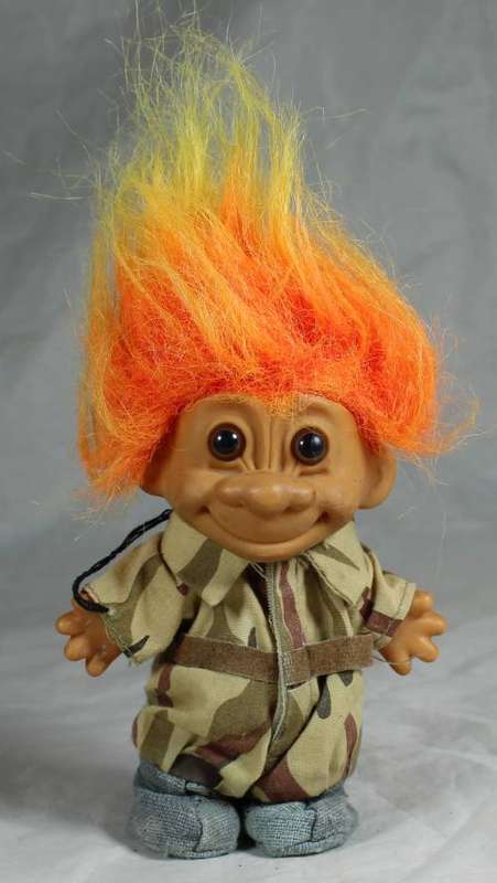 RUSS TROLL DOLL MADE IN CHINA-SOLDIER IN CAMO-BID NOW!