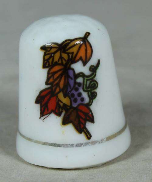 Porcelain thimble - autumn leaves