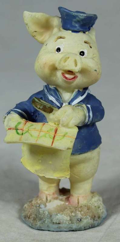 Miniature pig with a treasure map