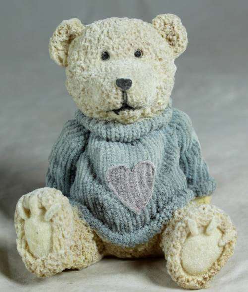 Boy bear wearing a blue jersey