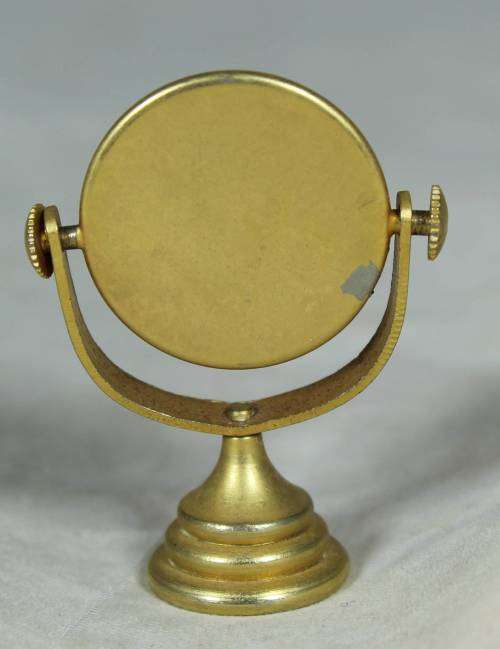Miniature bronze table swivel mirror