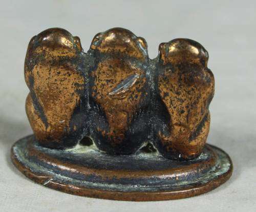 MINIATURE BRASS SEE NO EVIL, HEAR NO EVIL, SPEAK NO EVIL-BID NOW!!