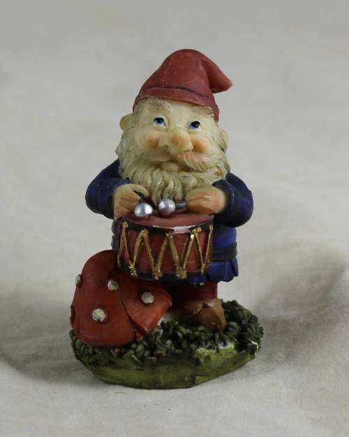 MINIATURE GARDEN GNOME-GRANDPA PLAYING DRUMS(LOVELY) BID NOW!!