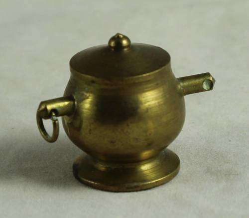 MINIATURE BRASS TWO HANDLE LIDDED POT-BID NOW!!