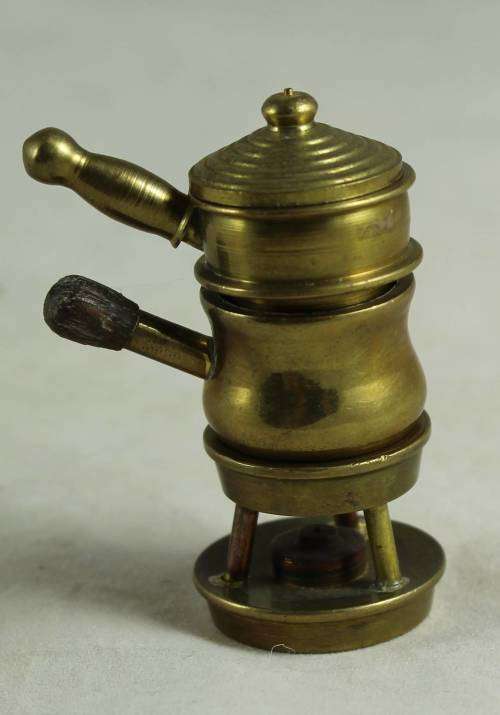 MINIATURE BRASS BURNER WITH DUAL POT SET-BID NOW!!