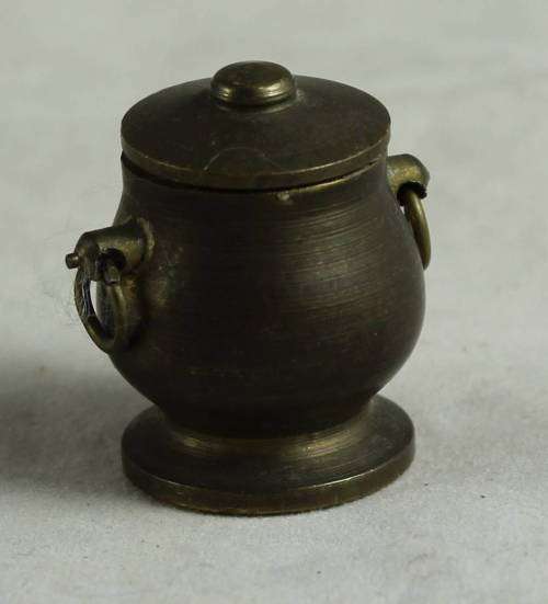 MINIATURE BRASS 2 HANDLE POT-BID NOW!!