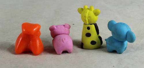 4 Assembled plastic animals