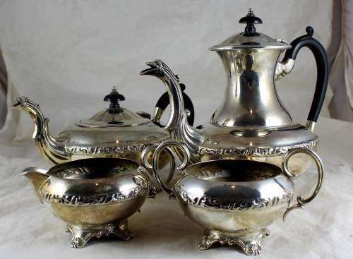 4 Piece Electroplated (Louis) Tea and Coffee Set