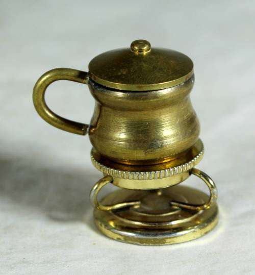 MINIATURE BRASS POT ON BURNER- BID NOW!!!