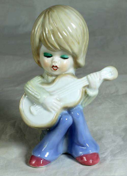 Porcelain Girl Figurine Playing Guitar - Beautiful!