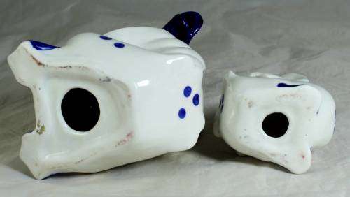 Pair of Graduated Blue and White Ducks - Beautiful!