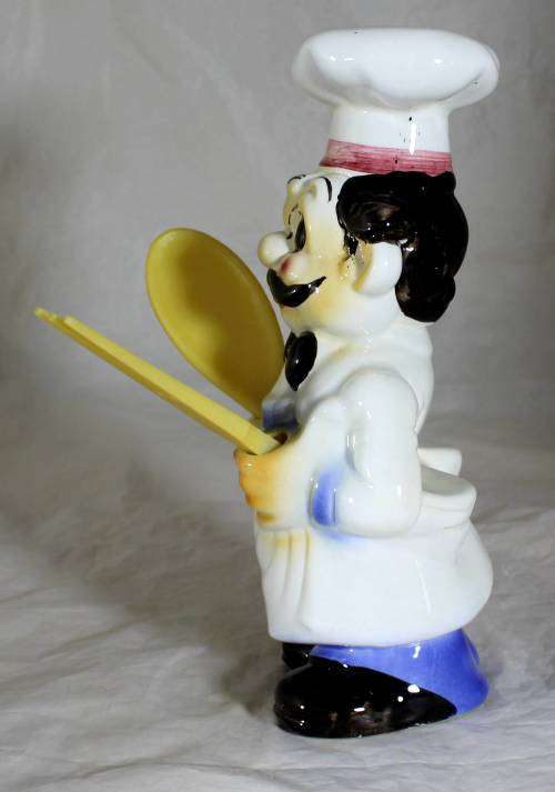 Large Porcelain Chef Holding Utensils - Beautiful!