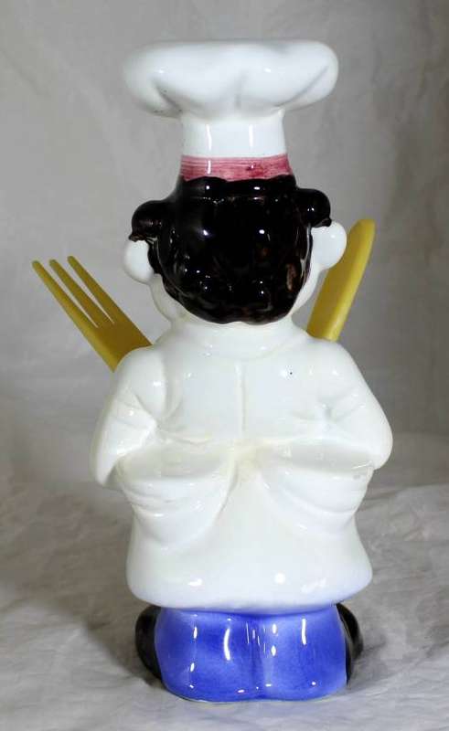 Large Porcelain Chef Holding Utensils - Beautiful!