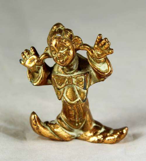 MINIATURE LEAD CLOWN - COPPER COLORED - PLAYING THE FOOL - BID NOW !!!
