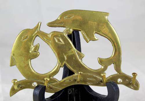 BRASS DOLPHIN KEY HANGER - BID NOW !!!