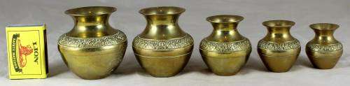 5 x GRADUATED BRASS BOWLS - BID NOW !!!