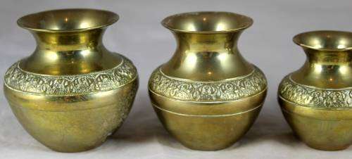 5 x GRADUATED BRASS BOWLS - BID NOW !!!