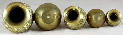5 x GRADUATED BRASS BOWLS - BID NOW !!!