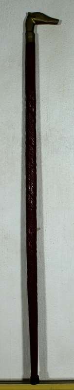 Brass fox head topped wooden cane