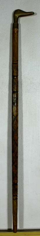 Brass duck head topped wooden cane