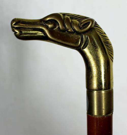 BRASS DRAGON HEAD TOPPED WOODEN CANE - BID NOW !!!
