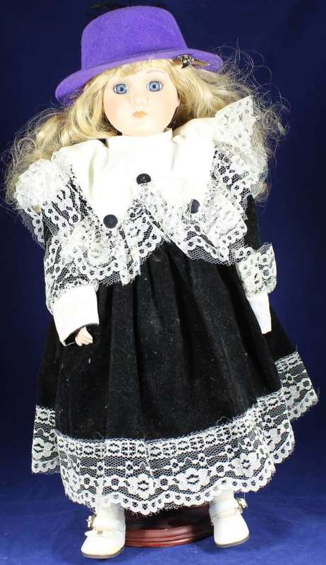 Porcelain doll - Victorian girl on stand
