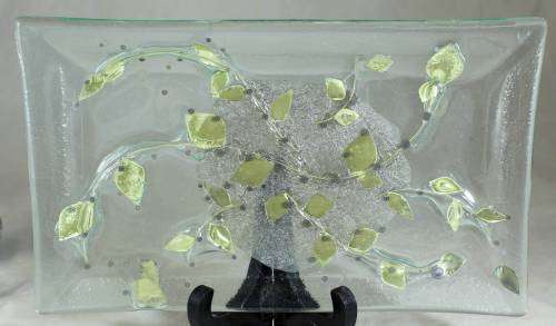 Glass tray with semi precious stone