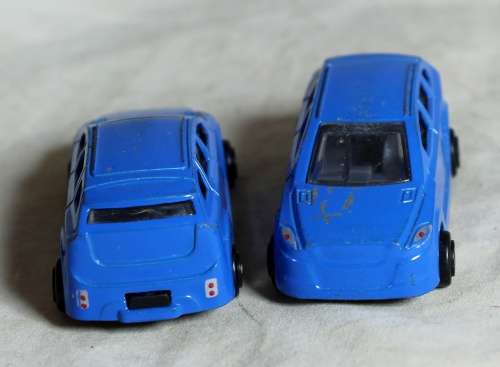 Pair of Metal Blue Cars  - BID NOW !!!