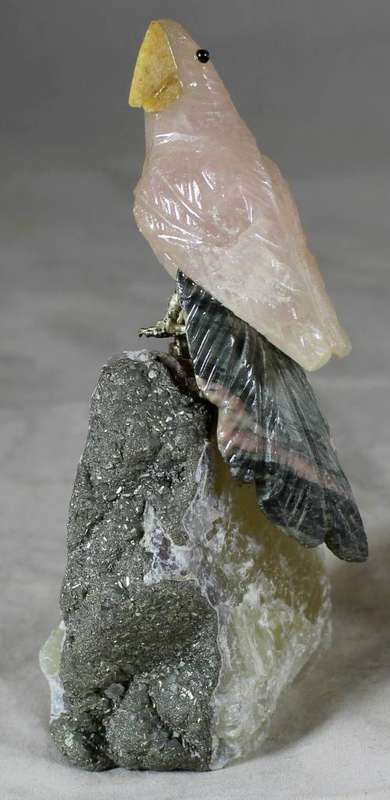 Semi Precious Stone - Bird on Rock - Soft Pink Bird - Beautiful!