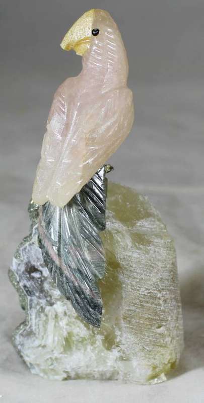 Semi Precious Stone - Bird on Rock - Soft Pink Bird - Beautiful!