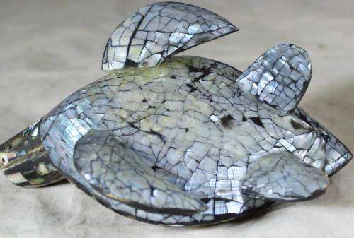 Molded tortoise with abalone look