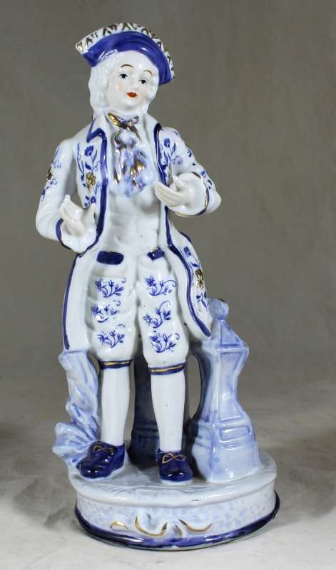 Victorian Man in Blue & White Figurine