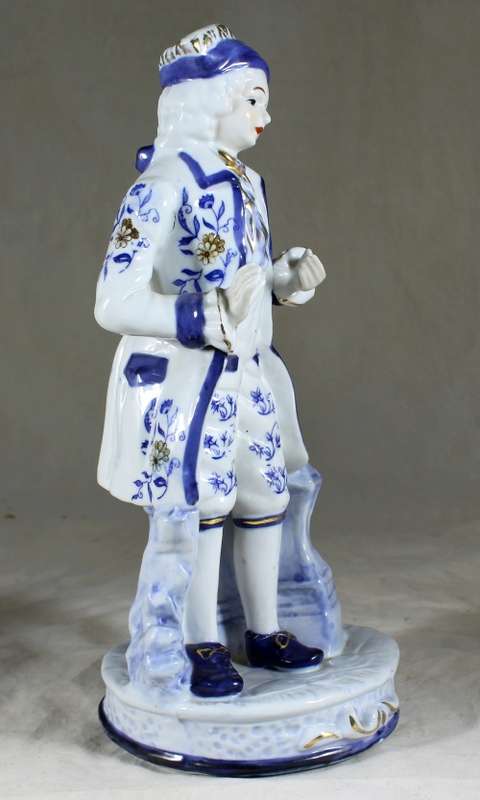 Victorian Man in Blue & White Figurine