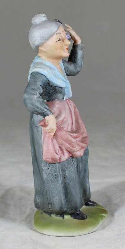 Old Woman with Basket Figurine  Bid Now!!