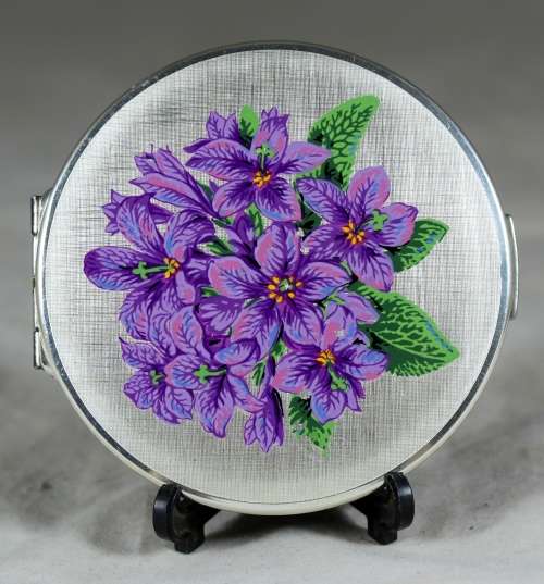 Straton Powder Compact with Purple Flowers  Bid Now!!