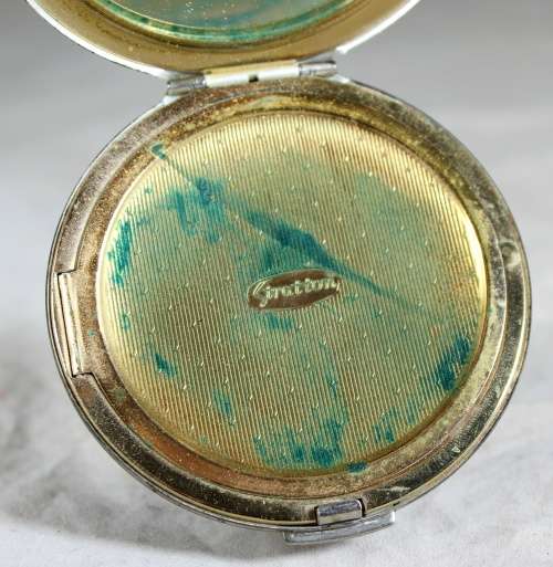 Straton Powder Compact with Purple Flowers  Bid Now!!