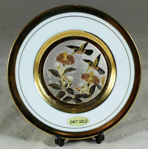 Chokin Display Plate 24Kt Gold - Honey Suckers  Bid Now!!