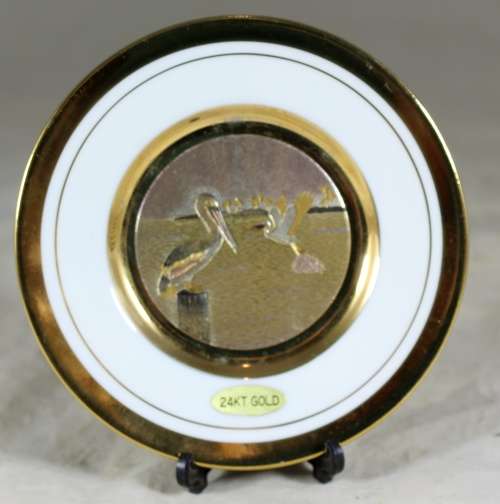 Chokin Display Plate 24Kt Gold - Pelican  Bid Now!!