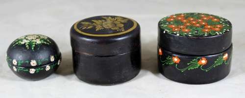 Set of 3 Painted Pill Holders  Bid Now!!