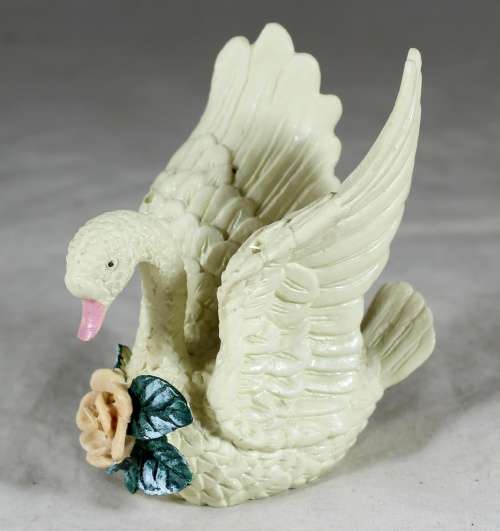 Molded Swan Decorated with a Rose  Bid Now!!