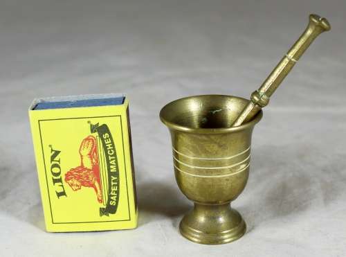 Miniature Bronze Mortar & Pestle  Bid Now!!