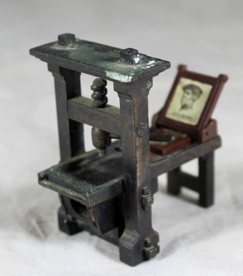 Miniature Bronze Rare Book Press Pencil Sharpener (Playme) - Low Price!! Bid Now!!