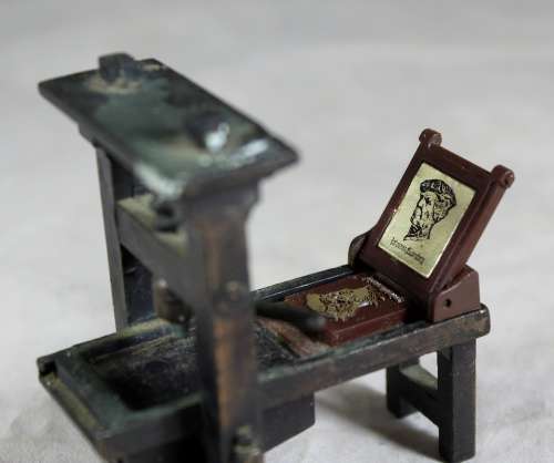 Miniature Bronze Rare Book Press Pencil Sharpener (Playme) - Low Price!! Bid Now!!
