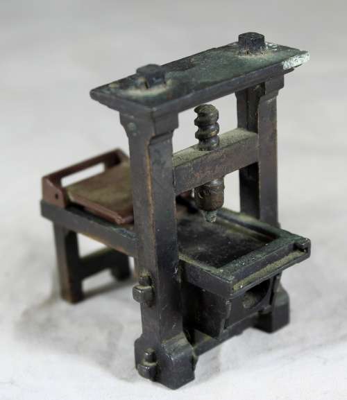 Miniature Bronze Rare Book Press Pencil Sharpener (Playme) - Low Price!! Bid Now!!
