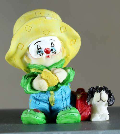Small Clown Figurine - Kid with Dog - BID NOW
