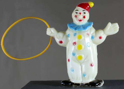 Small Clown Figurine - Plastic clown with Hoop - BID NOW