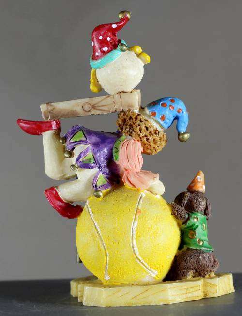 Small Clown Figurine - Tennis Ball House (Opening Door) - BID NOW