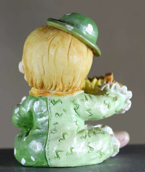 Small Clown Figurine - Kid Playing a Concertina - BID NOW